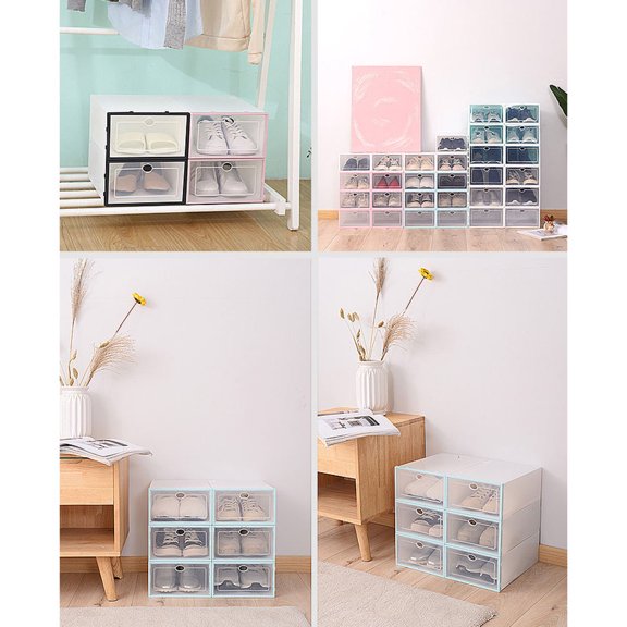 UPOUART Blue Stackable Shoes Storage Box for Closet Organization 6Pcs