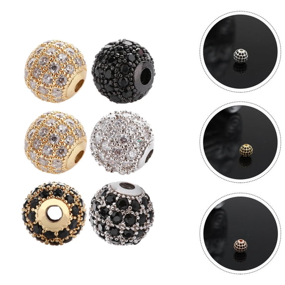 UPOUART 6Pcs Assorted Color Round Loose Beads Copper Material for Decorative Jewelry DIY Accessories