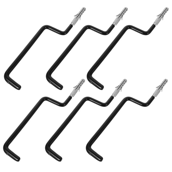UPOUART 6Pcs Black Metal Hooks Hanging Storage Rack for Boards and Garage Organization