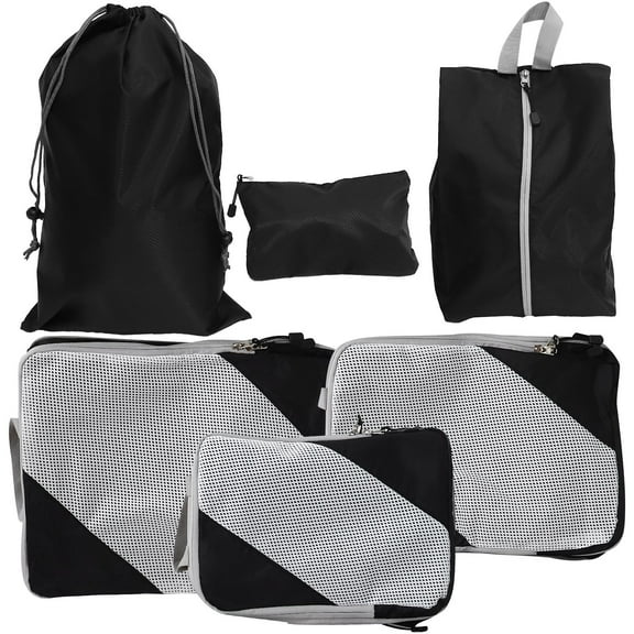 UPOUART 6Pcs Black Rectangular Compression Packing Cubes For Business Travel And Organization