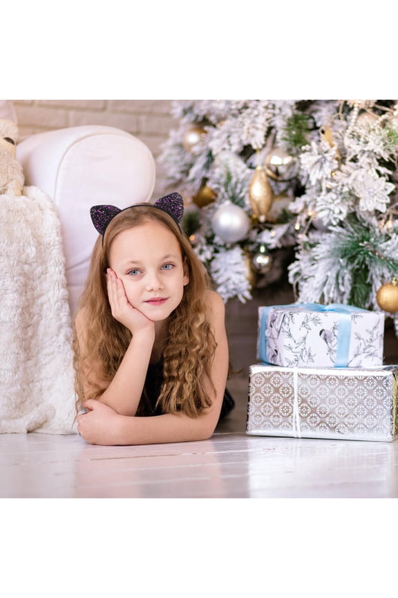 6Pcs Cat Ears Hairband Assorted Color Fabric Decorative Headband for Party Costume