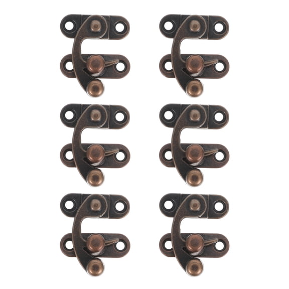 UPOUART 6Pcs Decorative Small Box Latch Hook Iron Lock Brown Vintage Hasps for Wood Cases