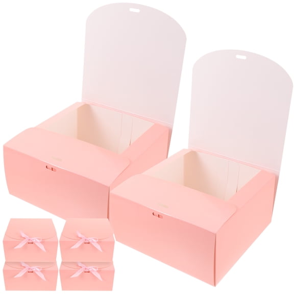 UPOUART 6Pcs Disposable Pink Cake Wrapping Boxes for Cakes Pastries Cookies with Durable Material