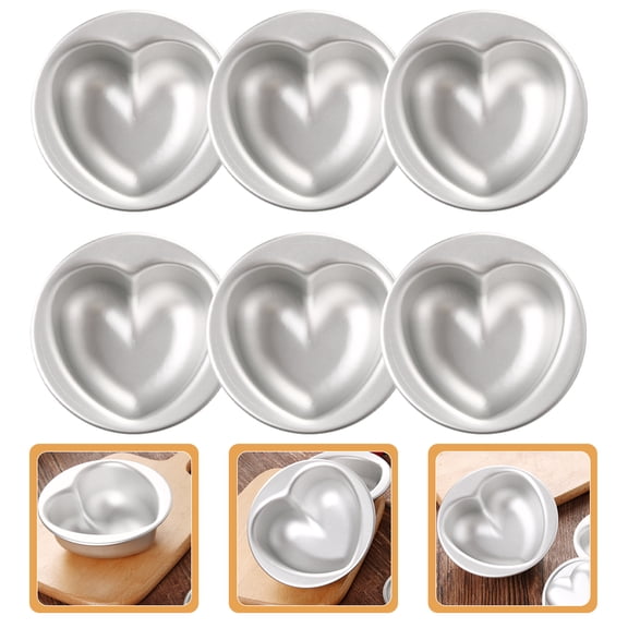 UPOUART 6Pcs Heart Shaped Cake Baking Pans Nonstick Aluminum Alloy for Efficient Heat Conduction