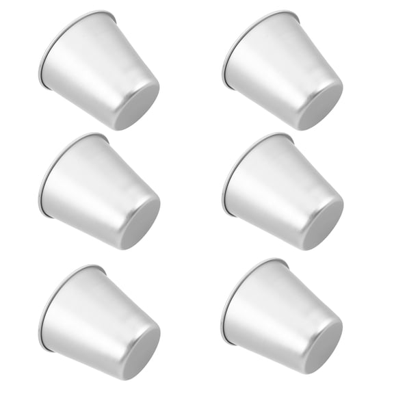 UPOUART 6Pcs Nonstick Aluminum Muffin Baking Molds Round Cake Pans for Pudding and Popover Silver