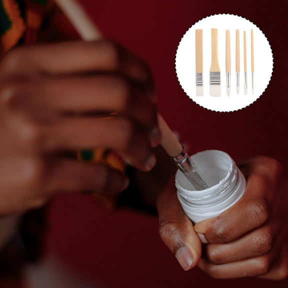 UPOUART Brush Set Wood Nylon for Painting 6Pcs 5.8X1Inch