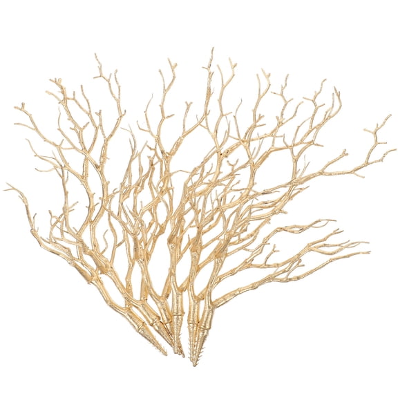UPOUART 6Pcs Plant Stems Golden Plastic Realistic Appearance Home Decor 13.8X7.9X2.0In