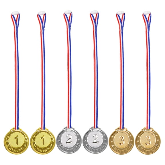 UPOUART 6Pcs Assorted Color Plastic Sports Medals for Competition and Award Decor