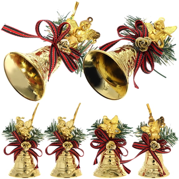 UPOUART Golden Bells Christmas Tree Ornament, Festive Plastic Holiday Hanging Decoration for Home, Party, Seasonal Decor