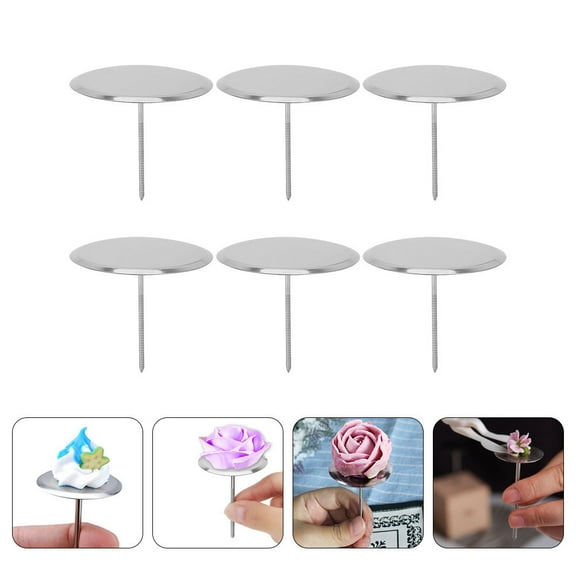 UPOUART 6Pcs Metal Cake Flower Nail for Baking Easy to Use Cake Decorating Supplies
