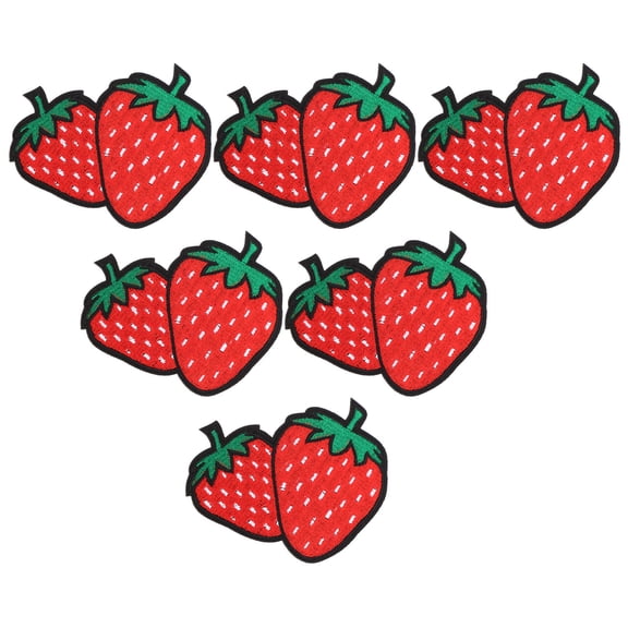 UPOUART 6-Pack Strawberry Iron-On Patches for Clothes, Polyester Fabric, Daily Wear, Watermelon Red Design