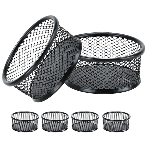 UPOUART 6Pcs Wire Mesh Paperclip Holders for Desk Black Metal Storage Containers for Office Stationery