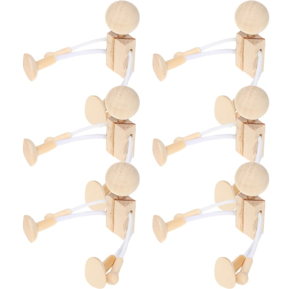 UPOUART 6-Pack Wooden Doll Blank Bodies for Art and Craft Projects, Light Yellow, Ideal for Creativity and Development