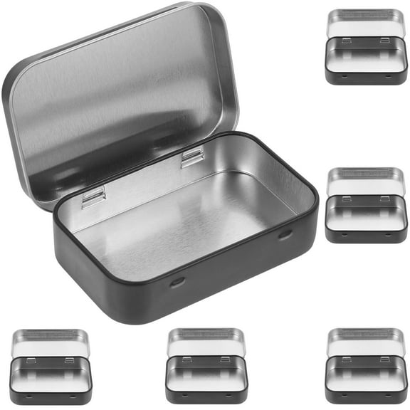 UPOUART 6pcs Decorative Tinplate Storage Boxes with Hinged Lids for Wedding Candy and Small Items
