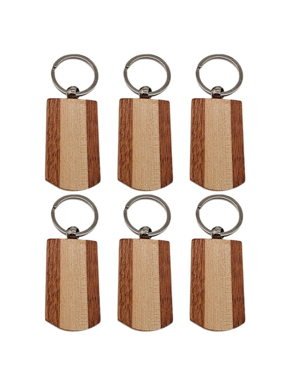 6-Pack Wooden Keychain Blanks for Crafting, Multi-Color Engravable Wood Key , Accessories