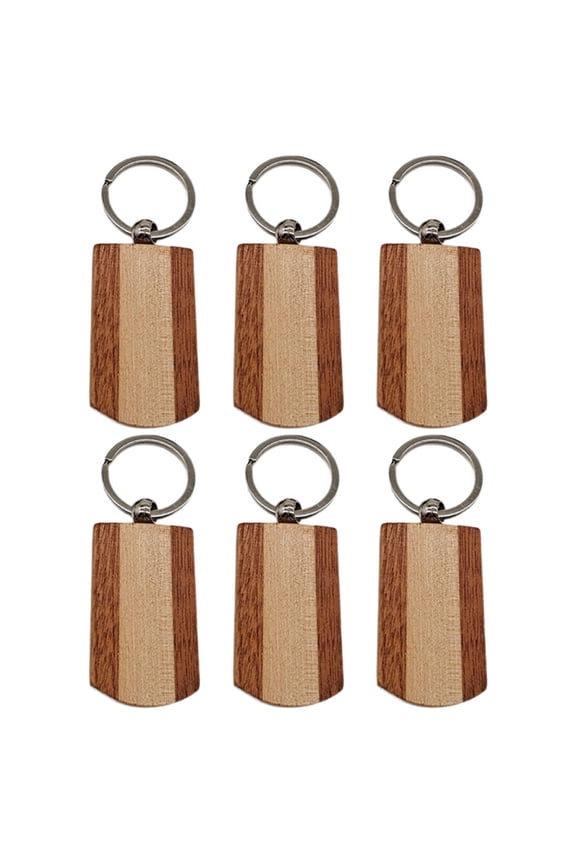6-Pack Wooden Keychain Blanks for Crafting, Multi-Color Engravable Wood Key , Accessories