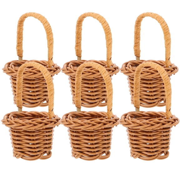 UPOUART 6pcs Mini Baskets Khaki PP Woven Storage Small Items For Office Organization
