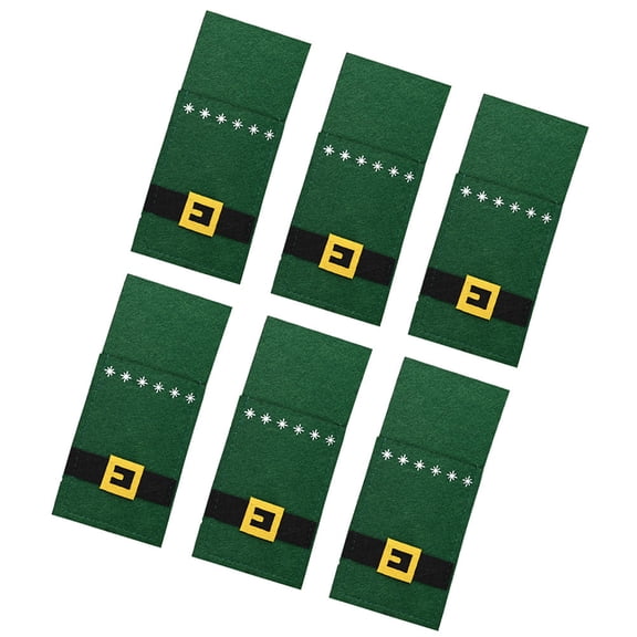 UPOUART 6pcs Silverware Sleeves Green Nonwoven Fabric Cutlery Holder For Dining Accessories