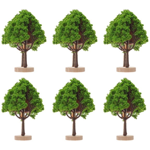 UPOUART 6-Pack Realistic Street Tree Models for Dioramas, Landscape Decoration with Green Plastic Leaves and Wood Craft Trunks