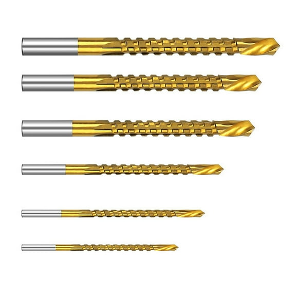 UPOUART 6-Piece Steel Serrated Drill Bit Set with Twisting Design for Woodworking and Projects