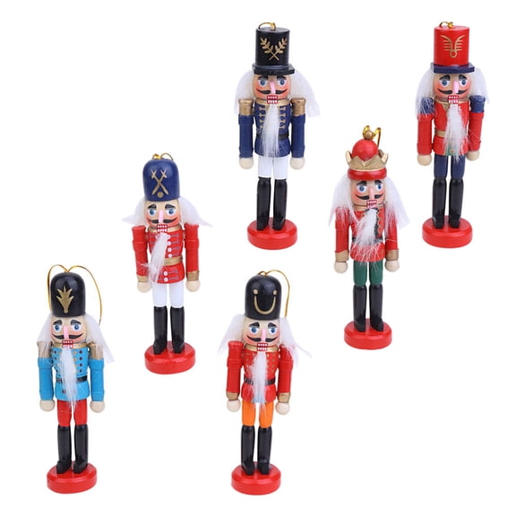 UPOUART 6pcs nutcracker wood soldier Synthetic Material Hanging Gift for Holidays