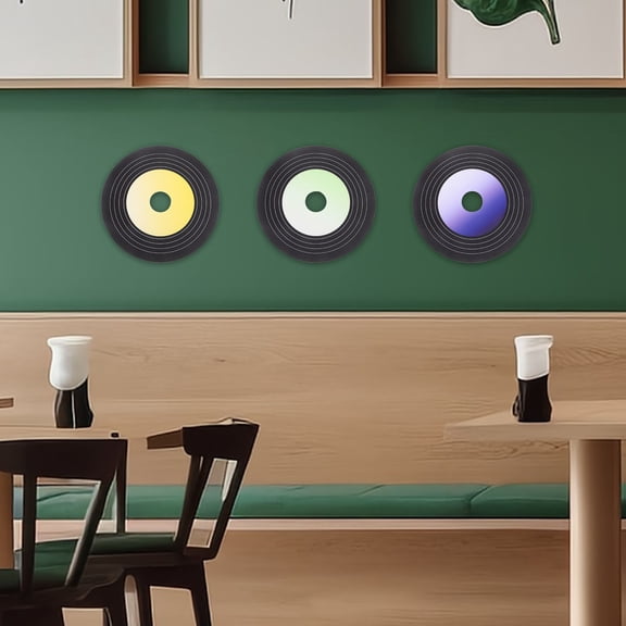 UPOUART 7Pcs Decorative Vinyl Records Wall Stickers Retro Style Waterproof PVC Material