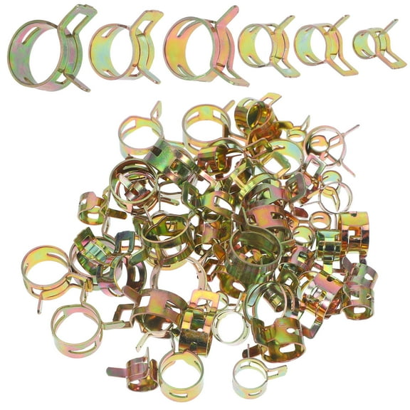 UPOUART 80Pcs Tube Fixing Clamps Golden Galvanized Steel Hose Clamps for Secure Oil Hose Fixation