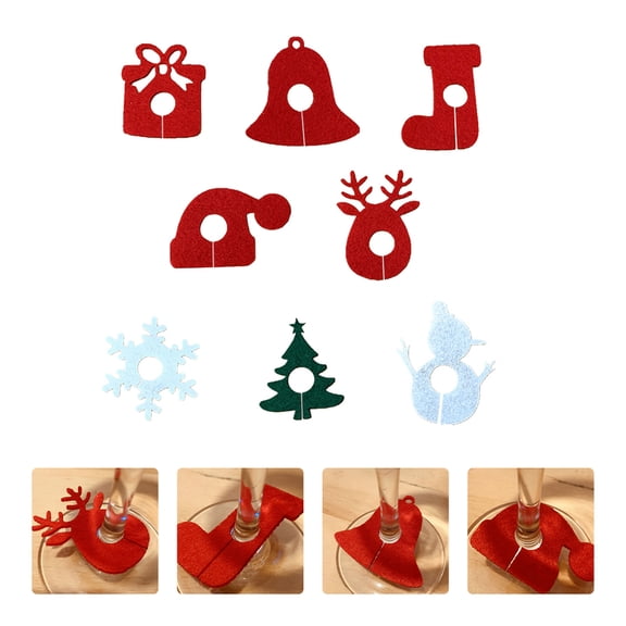 UPOUART 8-Piece Christmas Reindeer Bottle Covers with Nonwoven Glass Tags, Festive Holiday Drink Decorations for Parties