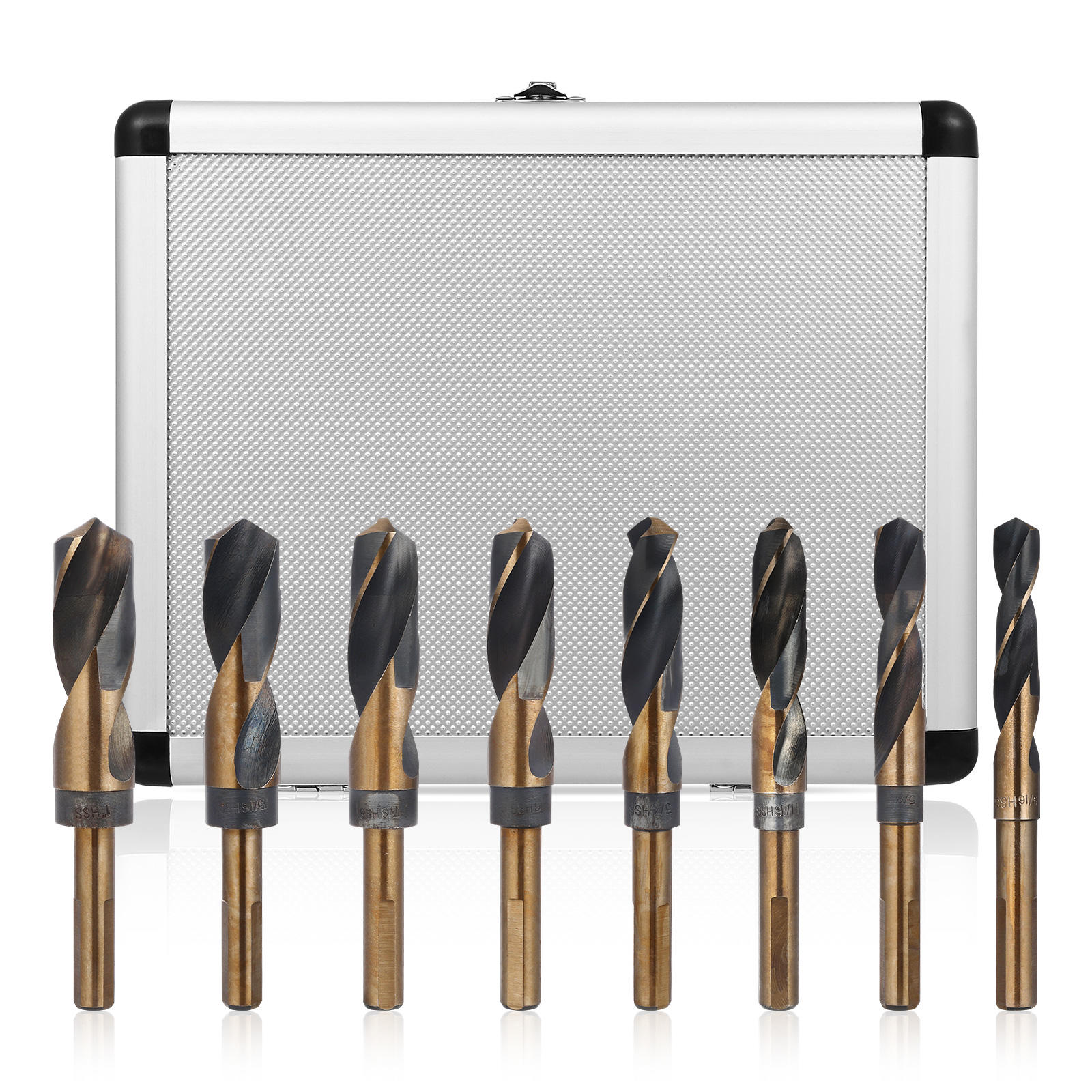UPOUART 8-Piece Black Steel Metal Drill Bit Set for Aluminum Alloy, Plastic, and General Purpose Drilling