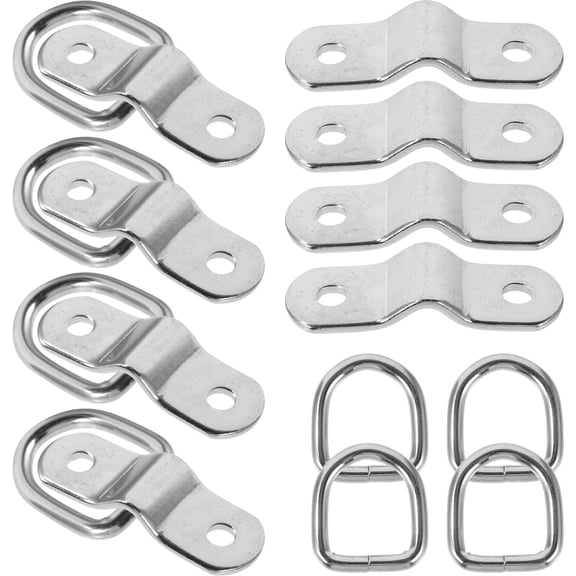 UPOUART 8Pcs Plated Silver D Ring Truck Bed Tie Down Anchors Heavy Duty Metal Hooks for Car Accessories