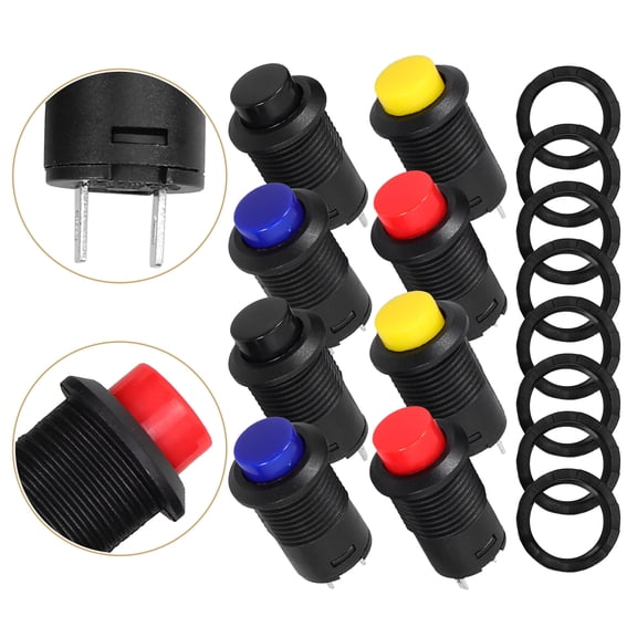 UPOUART 8Pcs Household Push Button Switch Assorted Color Stable and Easy to Install
