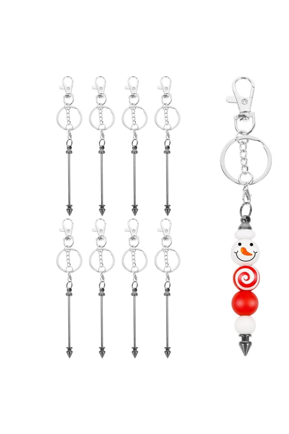 8Pcs Reusable Black Metal Beadable Key Rings with Resistance for Decor