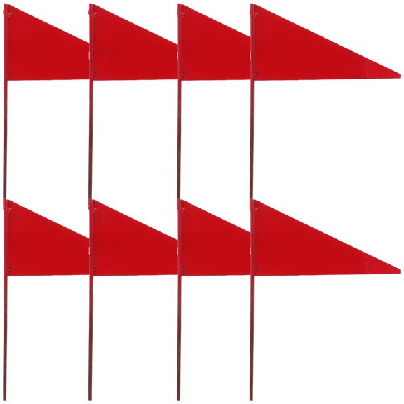 UPOUART 8Pcs Marking Flags with Steel Pole Durable Triangular Iron Lawn Irrigation Flags