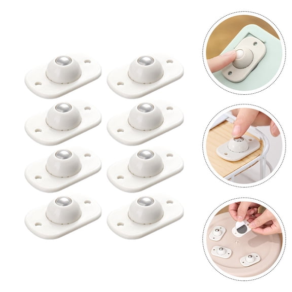 UPOUART 8pcs Self Adhesive Small Caster Wheels Round White Smooth Movement Home Owners