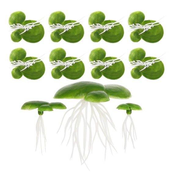UPOUART 90Pcs Small Round Leaves Fake Duckweed Aquarium Supplies for Pet Fish