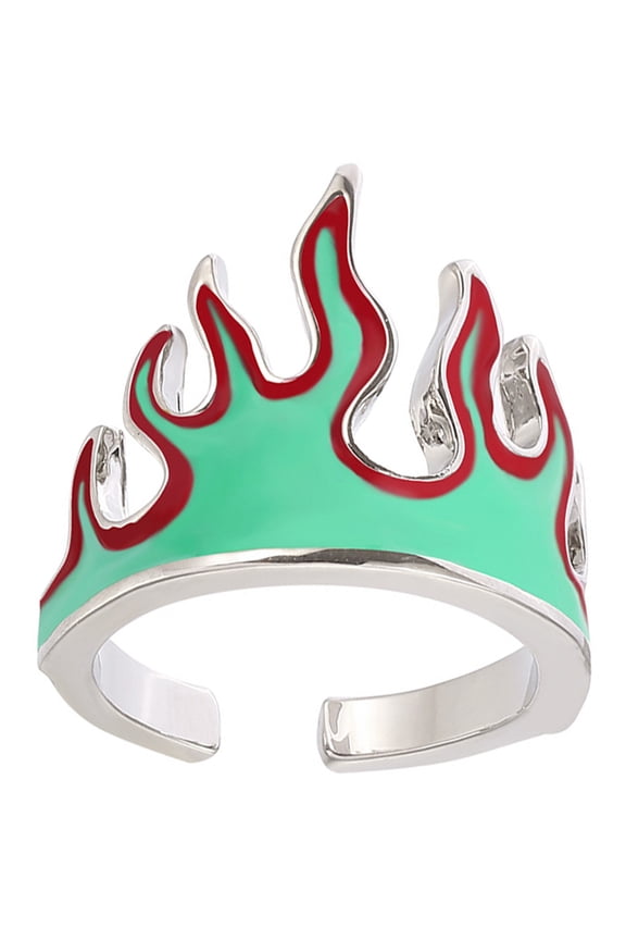 Adjustable Flame Ring for Men Unique Metal Finger Ring with Stylish Flame Shape