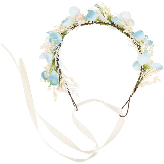 UPOUART Bohemian Style Wedding Floral Hair Band Adjustable Ribbon Handmade Flower Headpiece