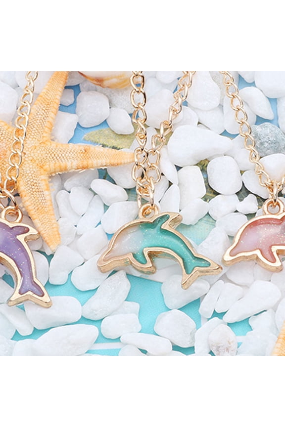 Alloy Dolphin Necklace Pendant Light Green Color Elegant and Durable Jewelry