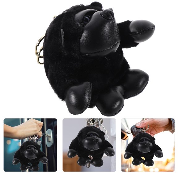 UPOUART Animal Keyrings Key Holder Plush Pendant Black PP Cotton 1Set