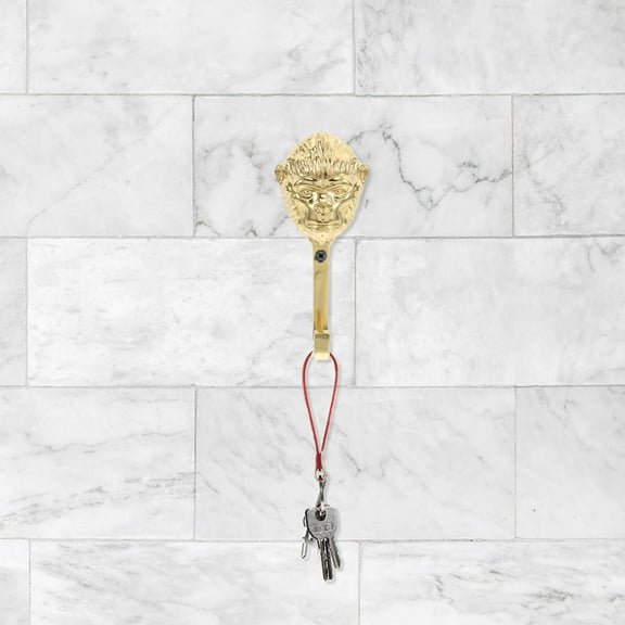 UPOUART Animal Towel Hooks Golden Brass Gorilla Head Hook Bedroom Decor 1Pcs