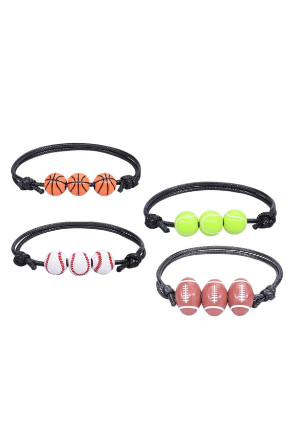 4-Piece Adjustable Baseball Bracelets for Women, and Comfortable Sports Accessories in Assorted Colors