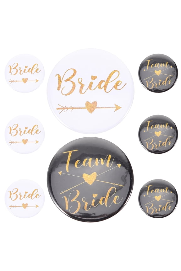 Assorted Color Decorative Bride Pin Set for Bridal Shower and Bachelorette Party Made of Metal 8 Pieces