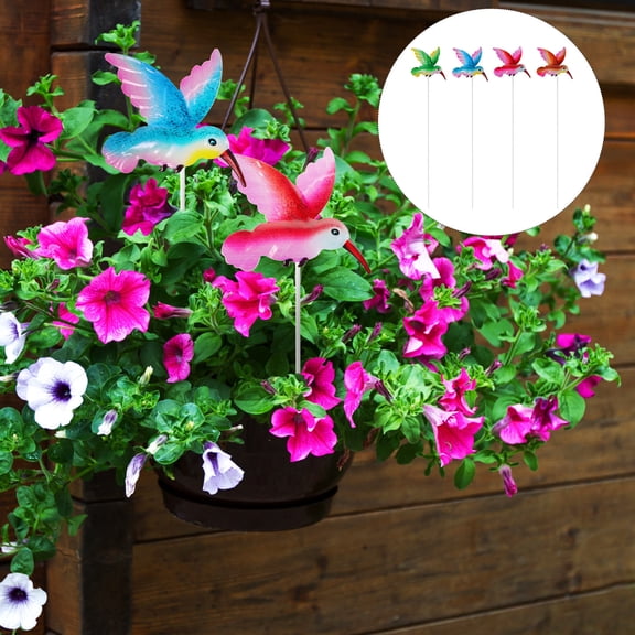 UPOUART 4Pcs Outdoor Iron Hummingbird Lawn Stakes Garden Patio Decorative Ornaments