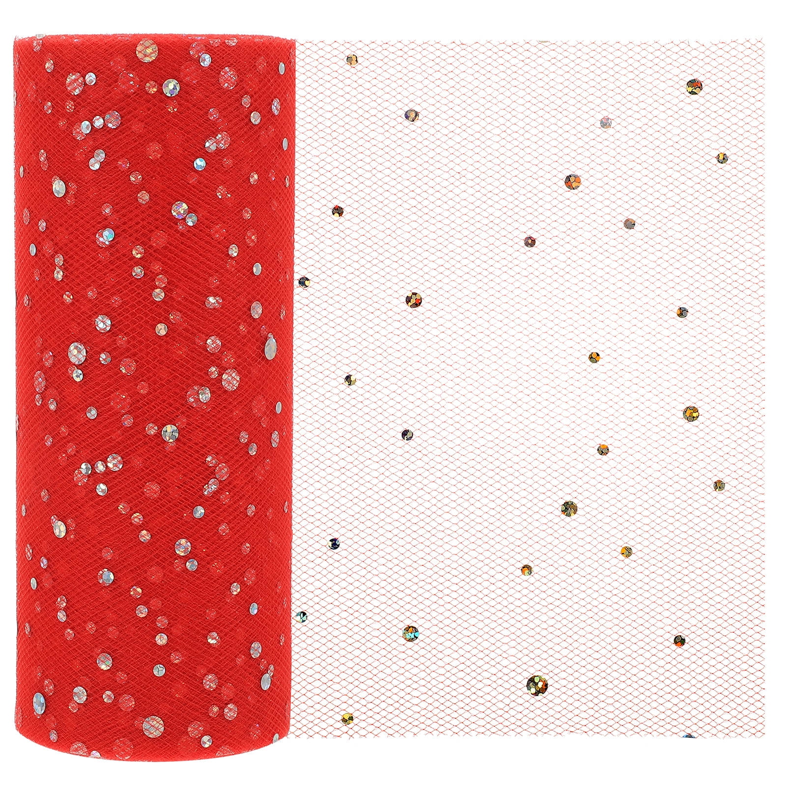 Greenbrier Glitter-Frosted Valentine's Mesh Ribbon – 6" X 3 Yards – Red – Decorative Craft Ribbon
