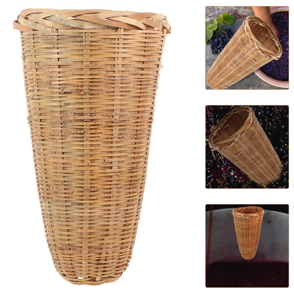 UPOUART Large Strainer Bamboo Woven Basket Green Brewing Wine Strainer for Home Brewing 1Set