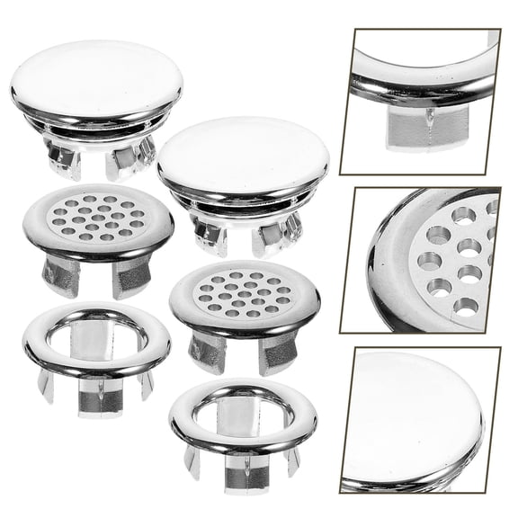 UPOUART 6-Pack Universal Sink Overflow Drain Covers, Plastic Bathroom and Kitchen Accessories for Sink