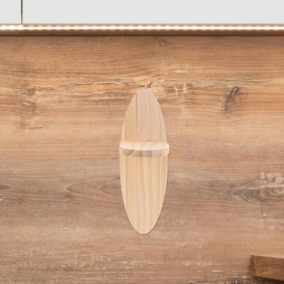 UPOUART Beige Oval Wooden Floating Wall Shelf, Wood Storage Unit for Bedroom & Living Room, 30.5x15.2x1.2 cm, Unique Design