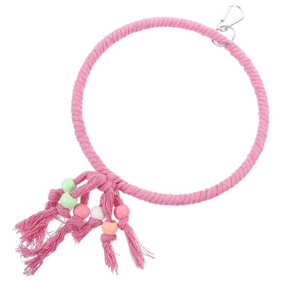 UPOUART Parakeet Toy Perch Parrot Swing Ring Pink Cotton Rope 1Pack