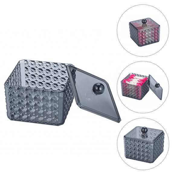UPOUART Black Acrylic Cotton Pad Organizer with Protective Lid for Dust and Moisture Resistant Storage