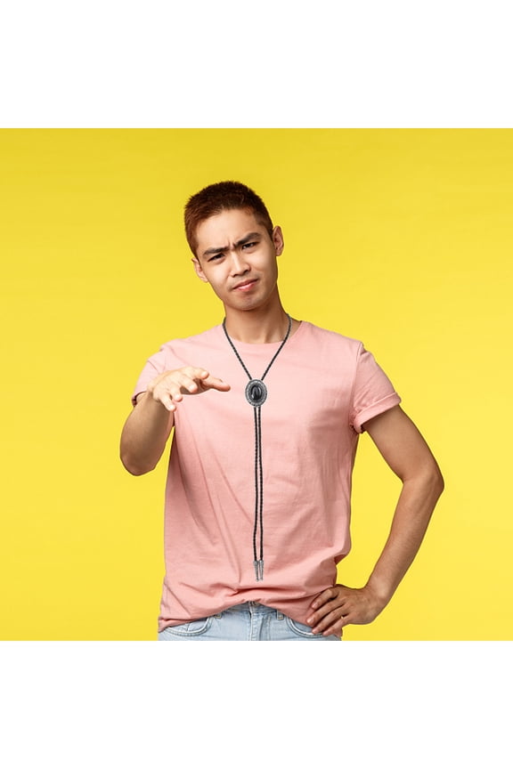 Black Agate Neck Tie Shirt Collar Man Necklace Chain Alloy Material Fashion Style